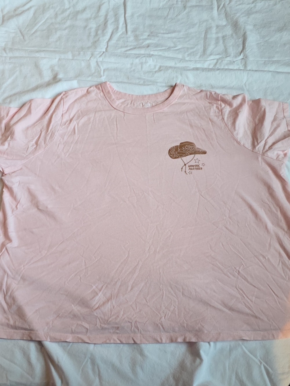 Old NAVY Womens Pink "Howdy Partner" Basic T-shirt.